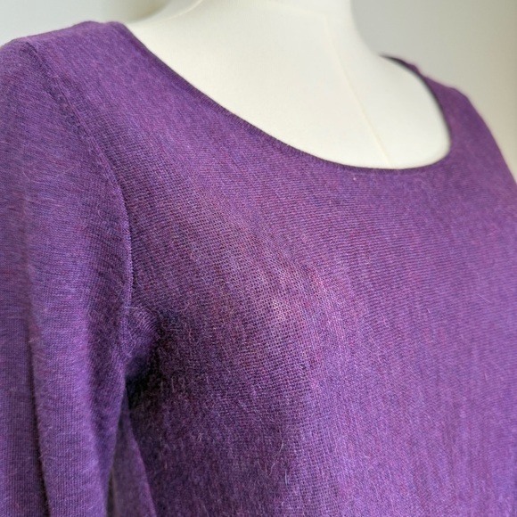 Eileen Fisher African Violet Purple Tencel Alpaca Wool Sweater Womens Size 2P-4P - Picture 5 of 9